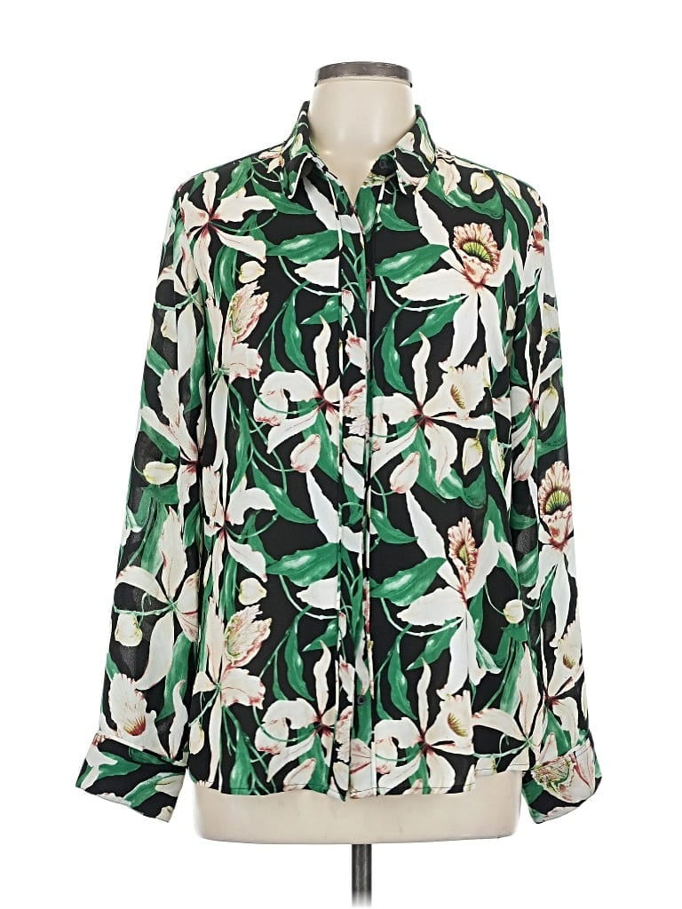 Pre-owned Express Long Sleeve Blouse In Green
