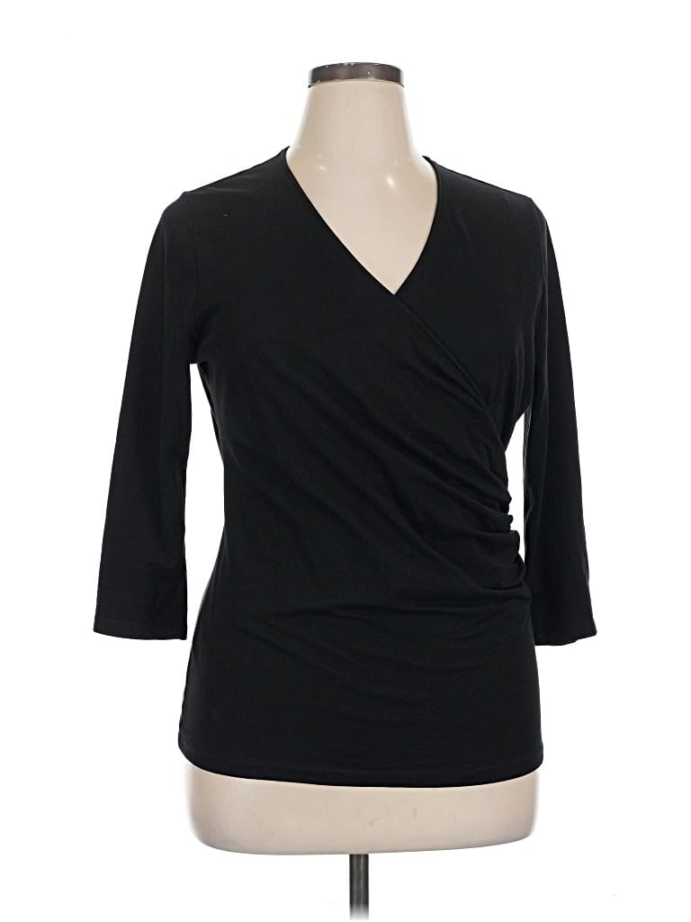 Pre-owned Ann Taylor Factory 3/4 Sleeve Top Black V Neck Tops