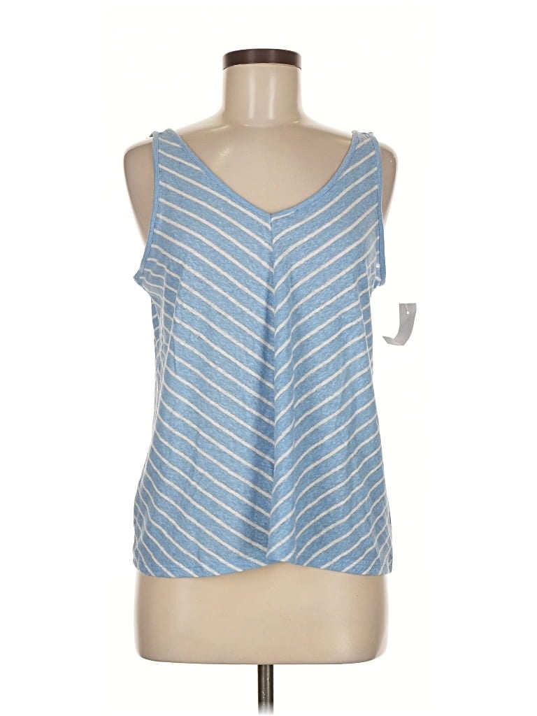 Pre-owned Ann Taylor Loft Tank Top Blue Cold Shoulder Neckline Tops