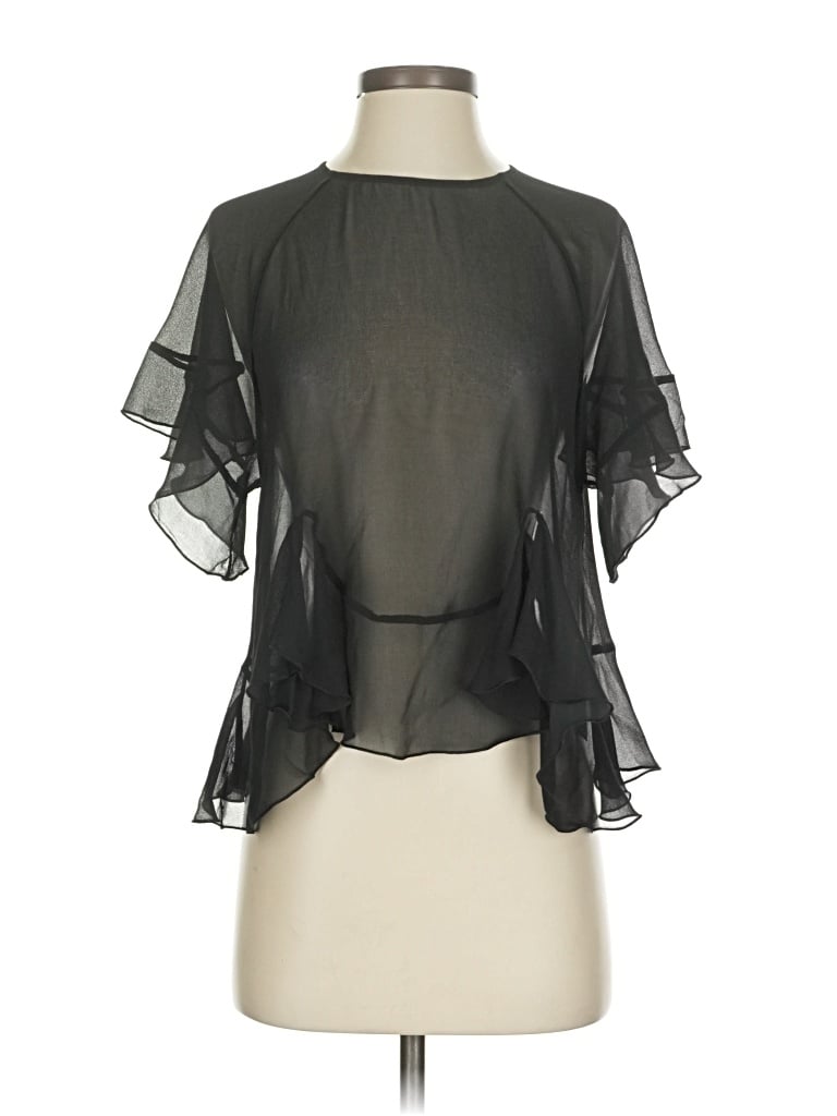 Pre-owned Wilfred Short Sleeve Blouse In Black