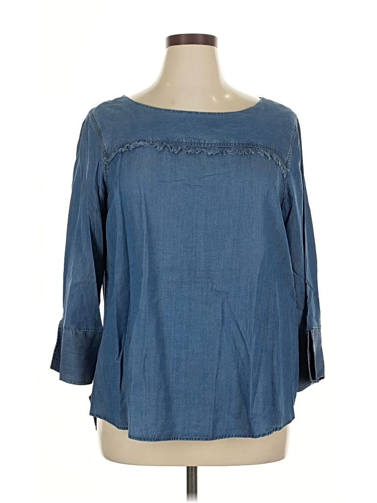 Pre-owned Zac & Rachel 3/4 Sleeve Blouse In Blue
