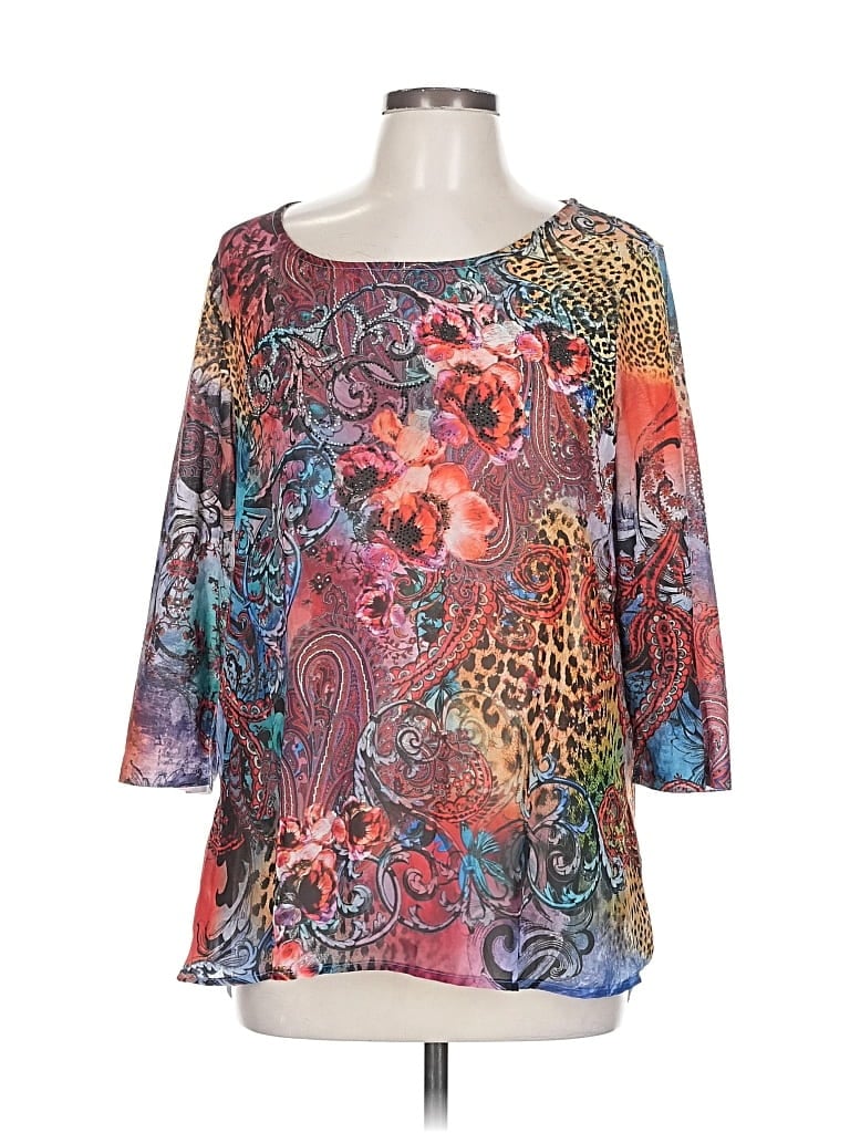 Pre-owned Chico's 3/4 Sleeve Blouse In Orange