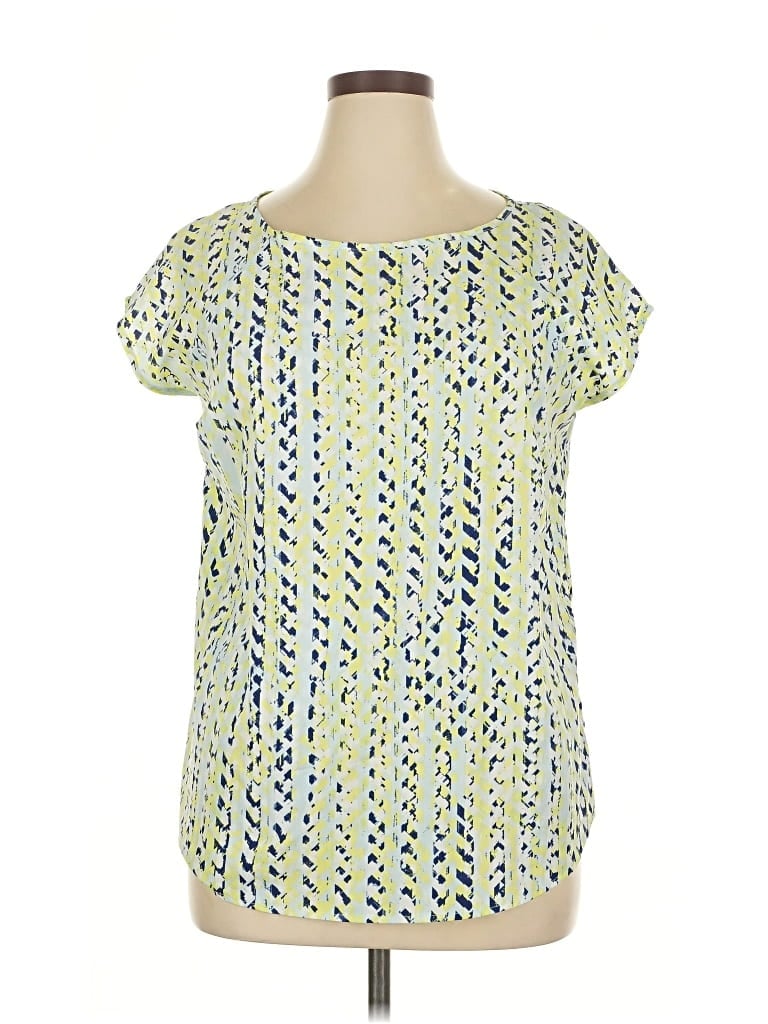 Pre-owned Ava & Viv Short Sleeve Blouse In Yellow