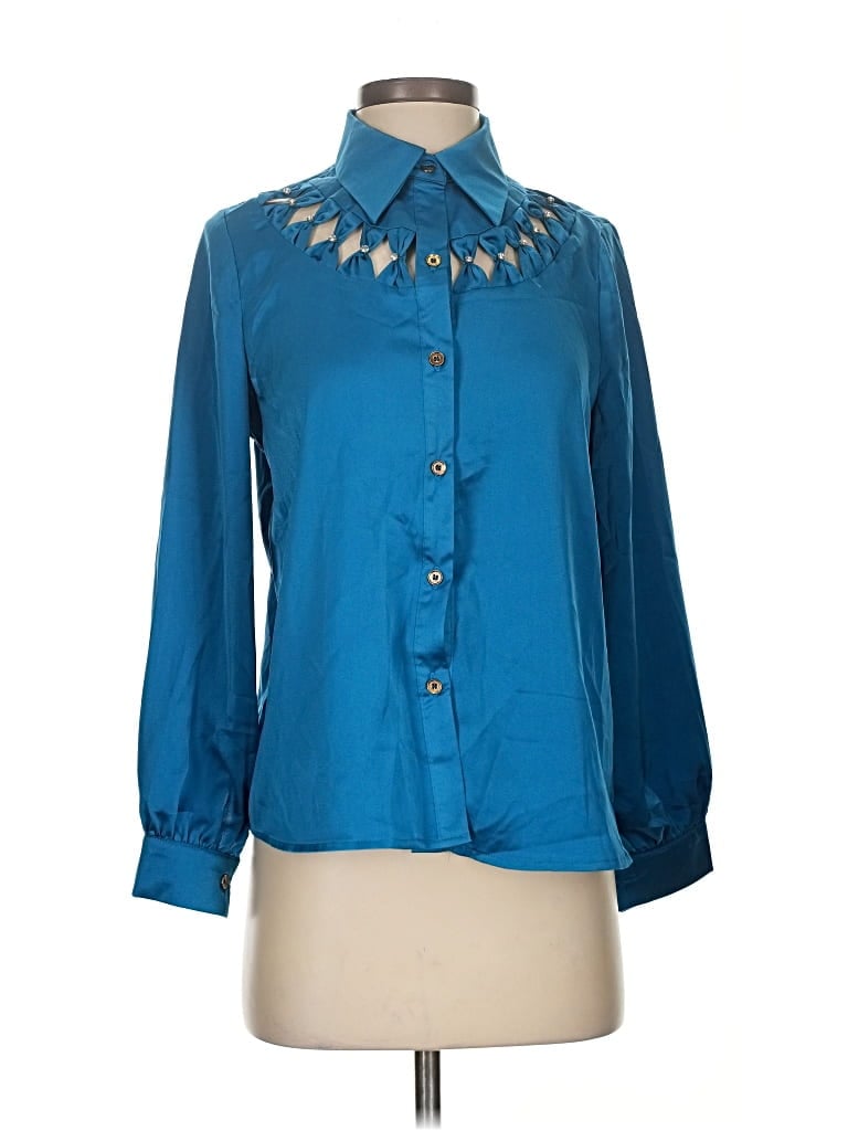 Pre-owned Assorted Brands Long Sleeve Blouse In Blue