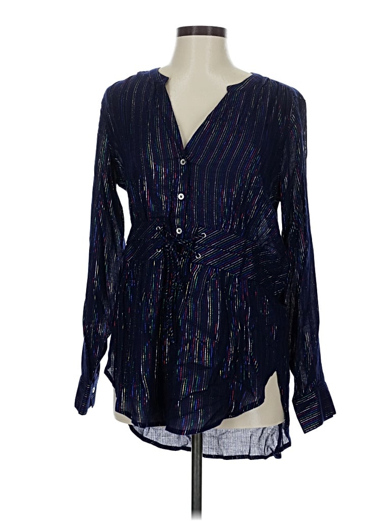 Pre-owned Soho Jeans New York & Company Long Sleeve Blouse In Blue