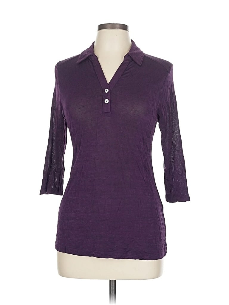 Pre-owned Grayson 3/4 Sleeve Top Purple Mock Neckline Tops