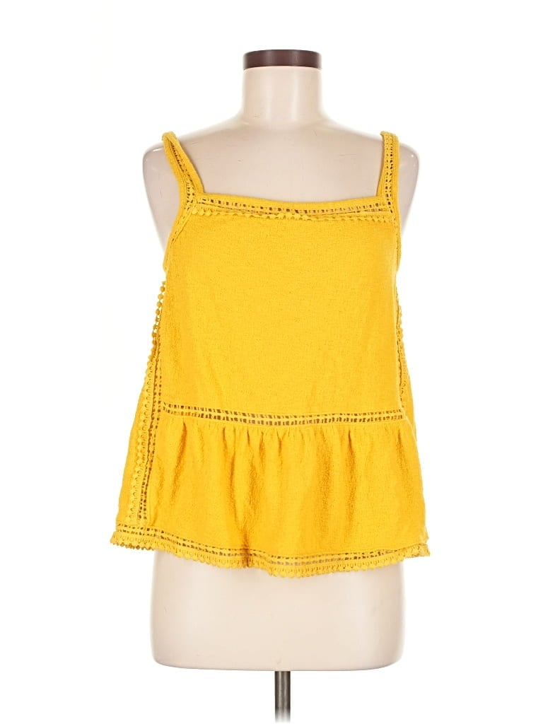 Pre-owned Point Sur Sleeveless Top Yellow Square Neckline Tops
