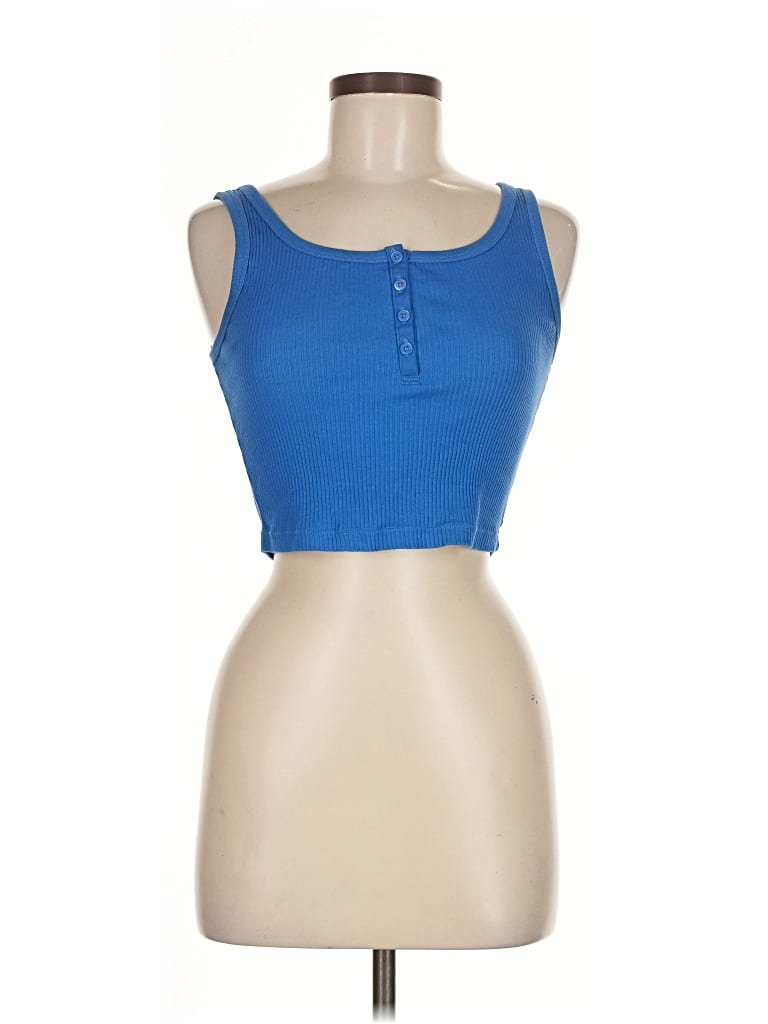 Pre-owned Uniqlo Tank Top Blue Strapless Neckline Tops