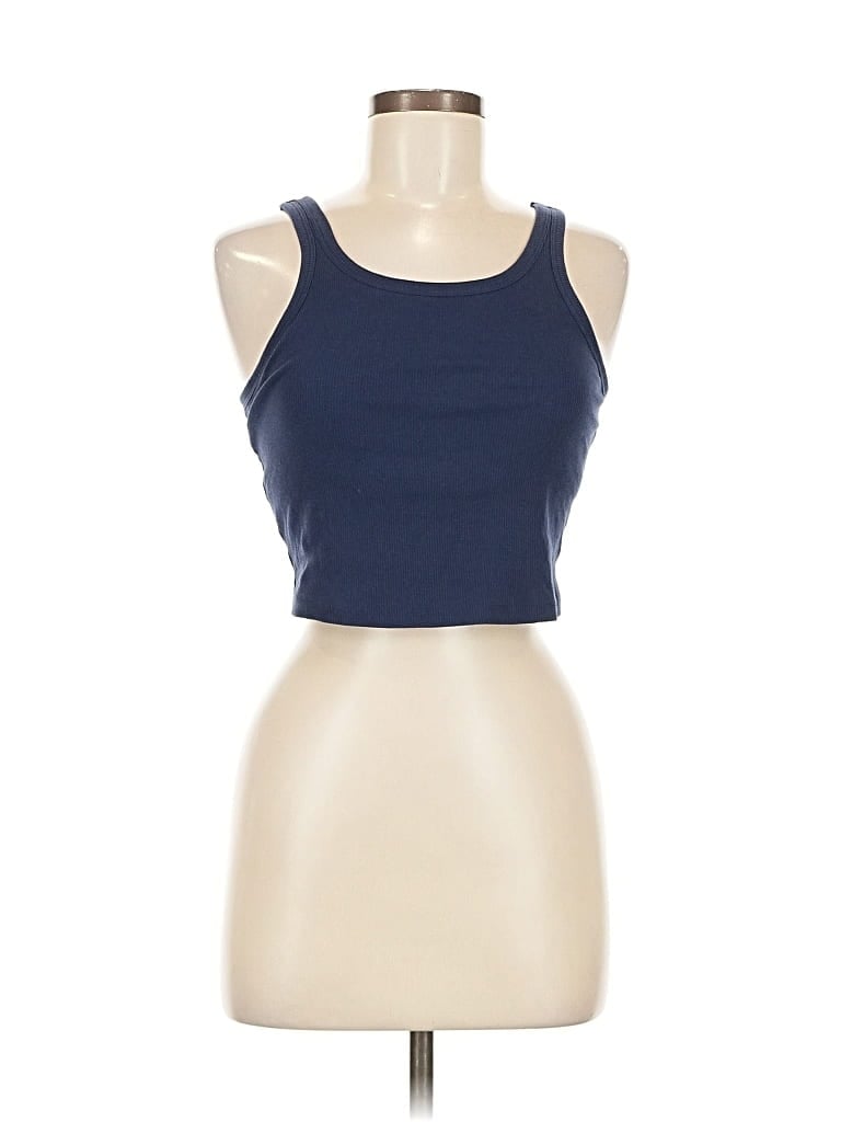 Pre-owned Victoria's Secret Pink Tank Top Blue Crew Neck Tops