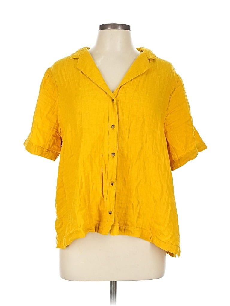 Pre-owned Old Navy 3/4 Sleeve Button Down Shirt In Yellow