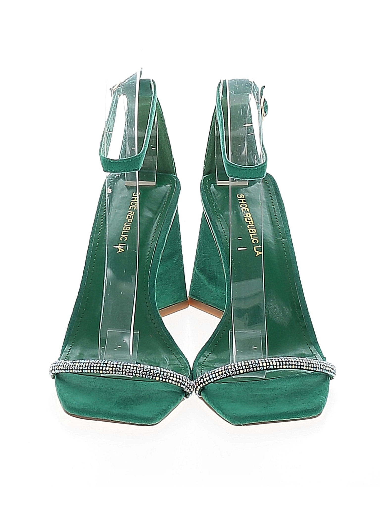Escarpins Shoe Republic LA Taille 8.5 - Or, Bout Ouvert, Strap Cheville, Talon Aiguille Ultra-haut