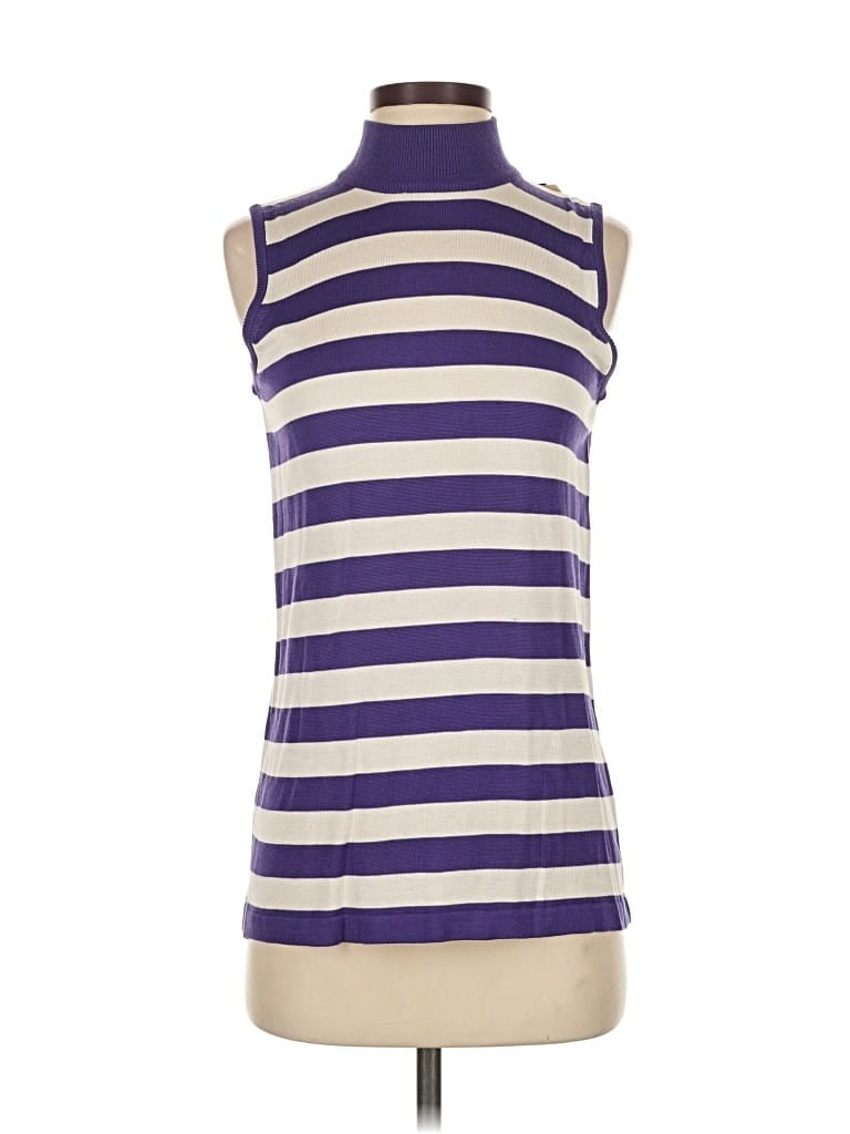 Pre-owned August Silk Sleeveless Top Purple Halter Neckline Tops