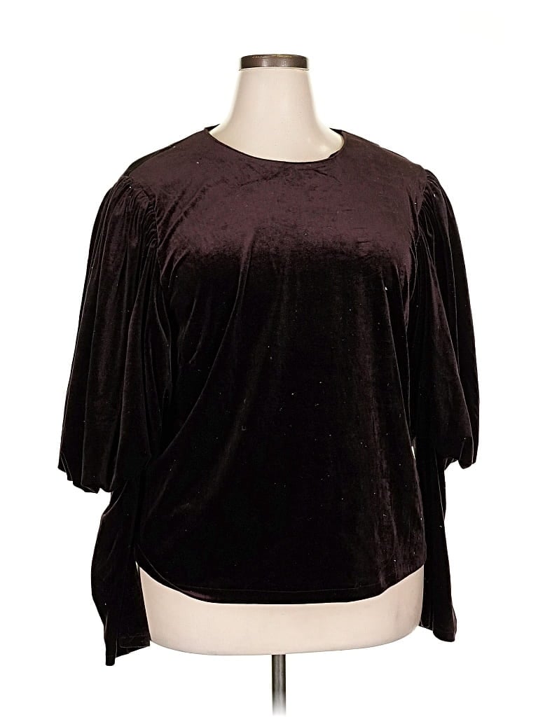 Pre-owned Sunday In Brooklyn 3/4 Sleeve Top Black Boatneck Tops