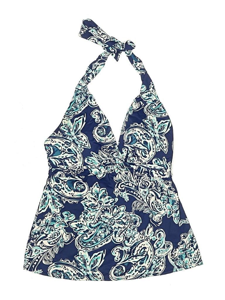 Pre-owned Polo Ralph Lauren Swimsuit Top Blue Paisley Pattern Swimwear