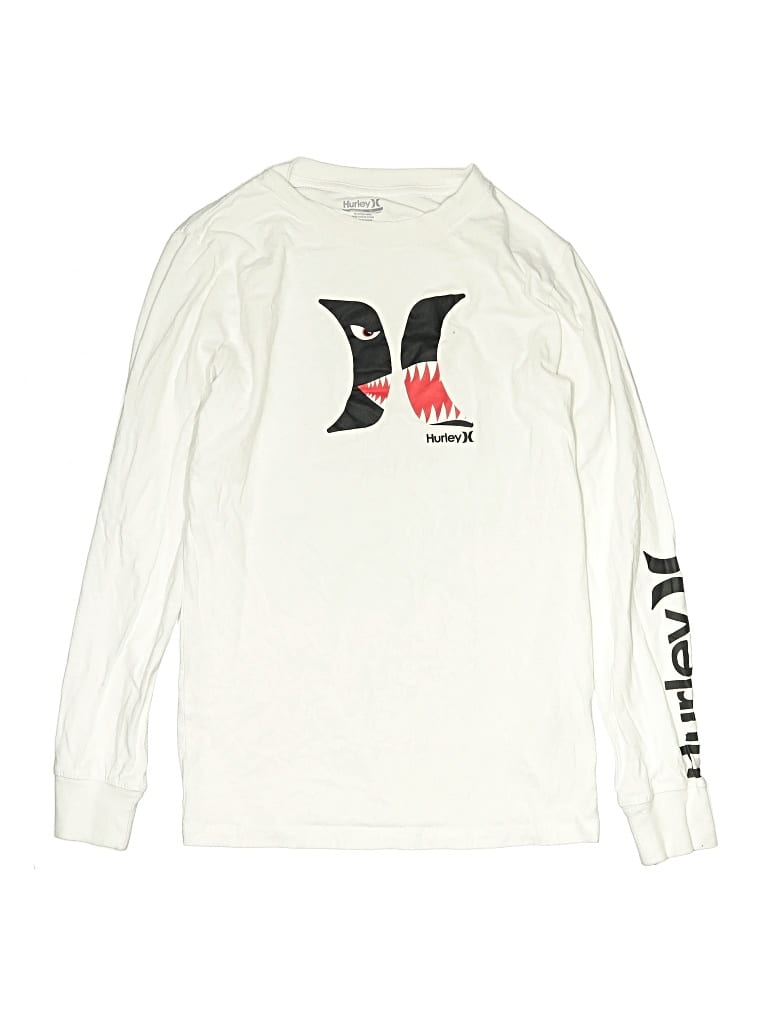 Pre-owned Hurley Kids'  Long Sleeve T-shirt In White