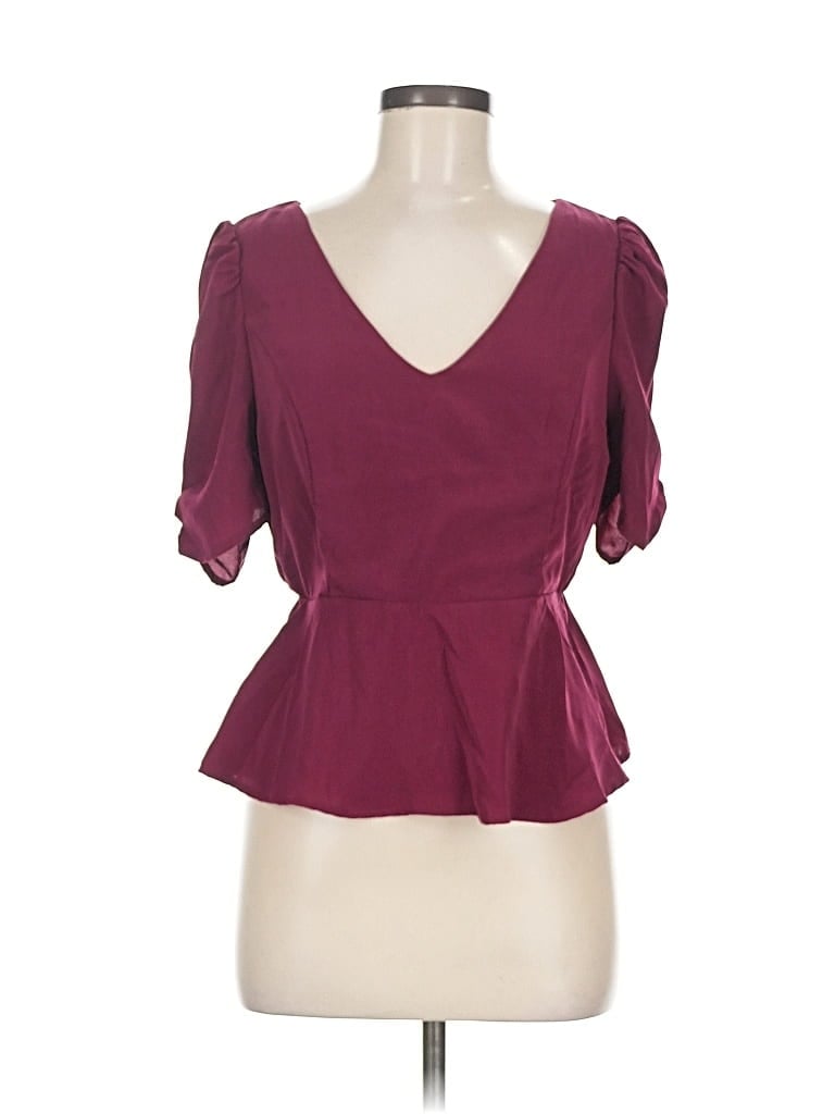 Pre-owned Mi Ami Short Sleeve Blouse In Burgundy