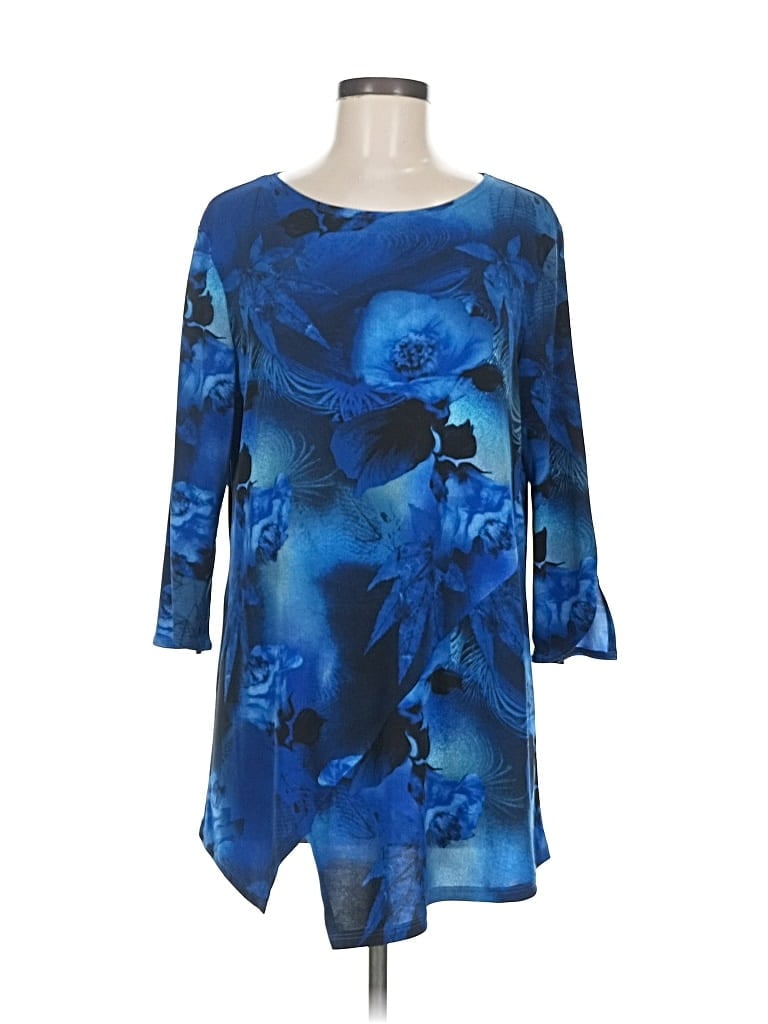 Pre-owned Clara Sun Woo 3/4 Sleeve Top Blue Boatneck Tops