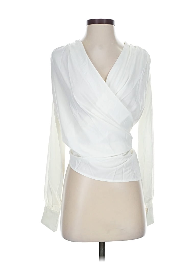 Pre-owned Lyaner Long Sleeve Blouse In White