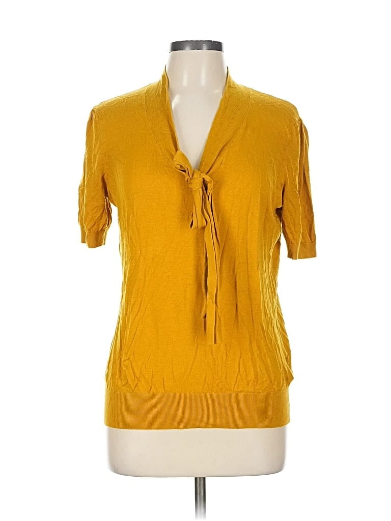 Pre-owned H&m Short Sleeve Blouse In Yellow