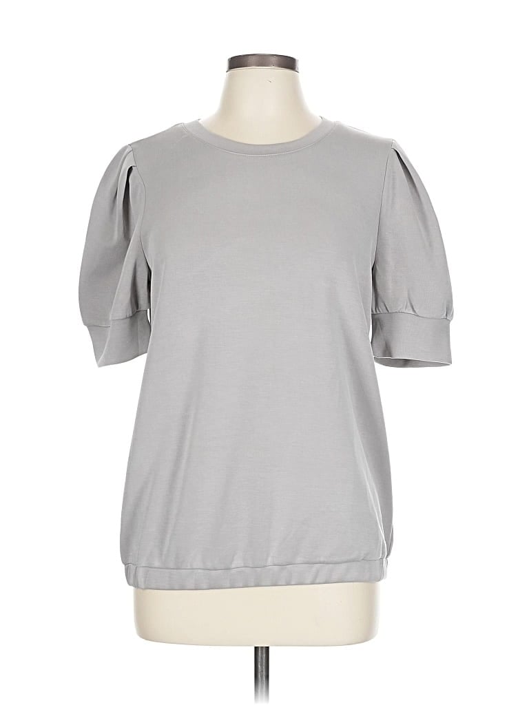 Pre-owned Cable & Gauge Short Sleeve Top Gray Crew Neck Tops