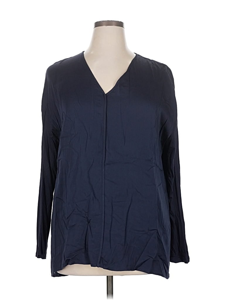 Pre-owned Chico's Long Sleeve Blouse In Blue