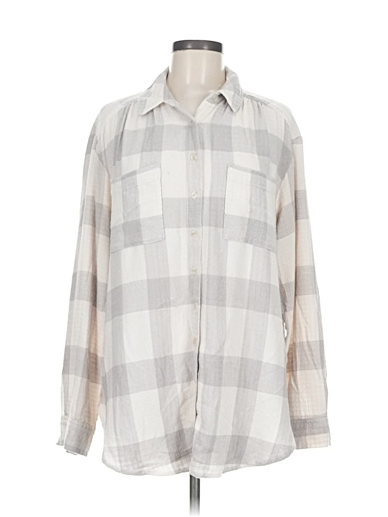 Pre-owned Pilcro Long Sleeve Button Down Shirt In White