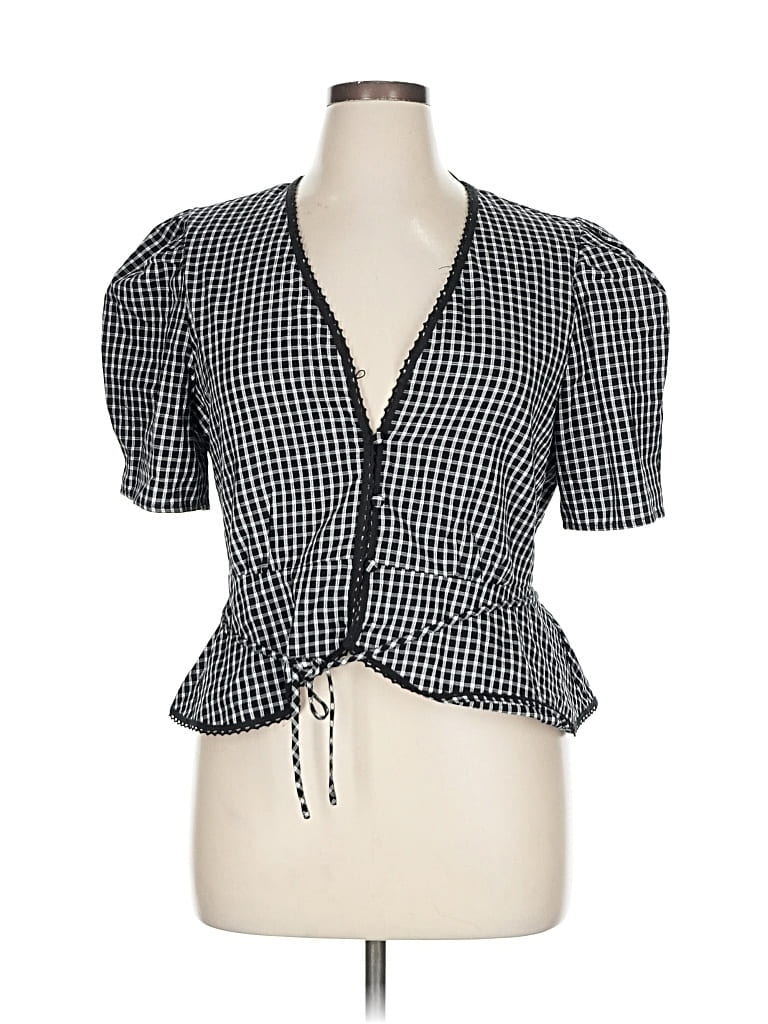 Pre-owned Wayf Short Sleeve Blouse In Black