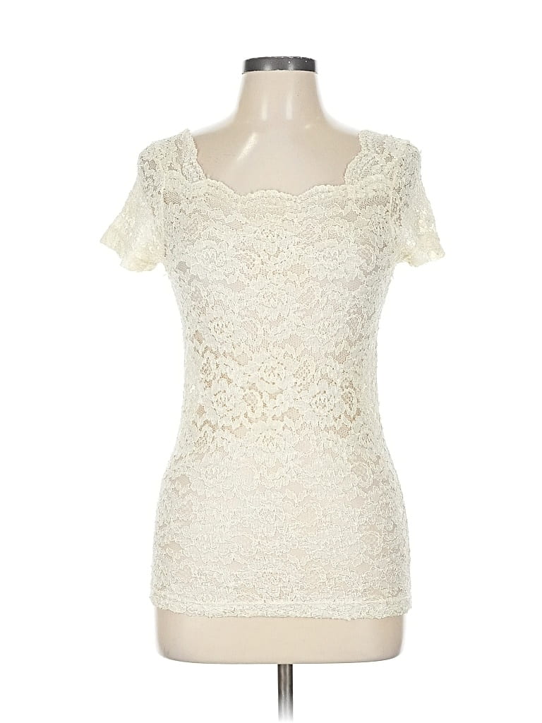 Pre-owned Victoria's Secret Short Sleeve Top Ivory Sweetheart Neckline Tops In White