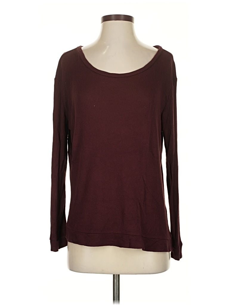 Pre-owned Zyia Active 3/4 Sleeve T-shirt In Burgundy