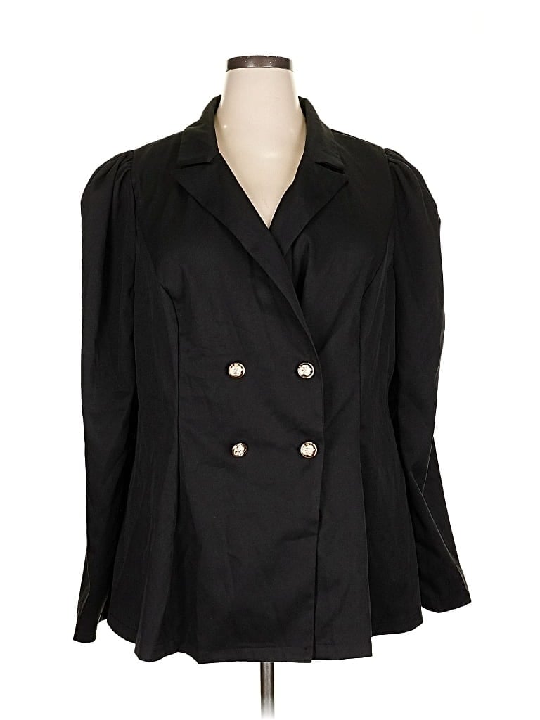 Pre-owned Shein Curve Blazer Jacket In Black