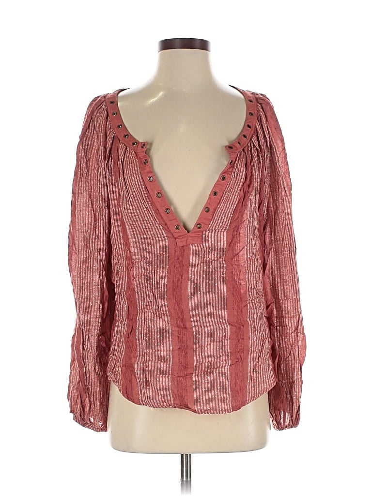 Pre-owned Free People Long Sleeve Blouse In Red