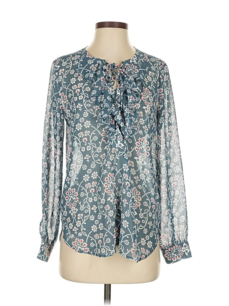 Pre-owned Ann Taylor Loft Long Sleeve Blouse In Blue