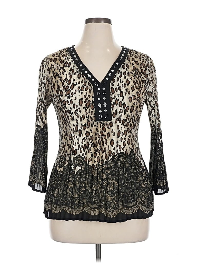 Pre-owned Larry Levine 3/4 Sleeve Blouse In Black