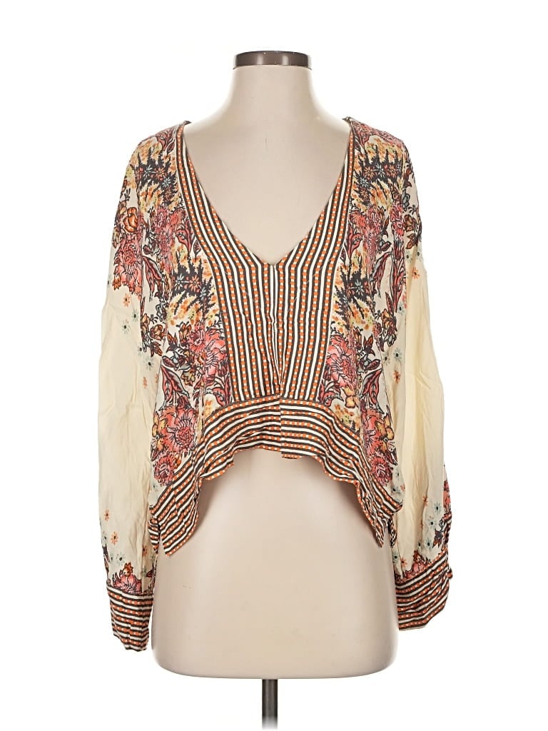 Pre-owned Free People Long Sleeve Blouse In White