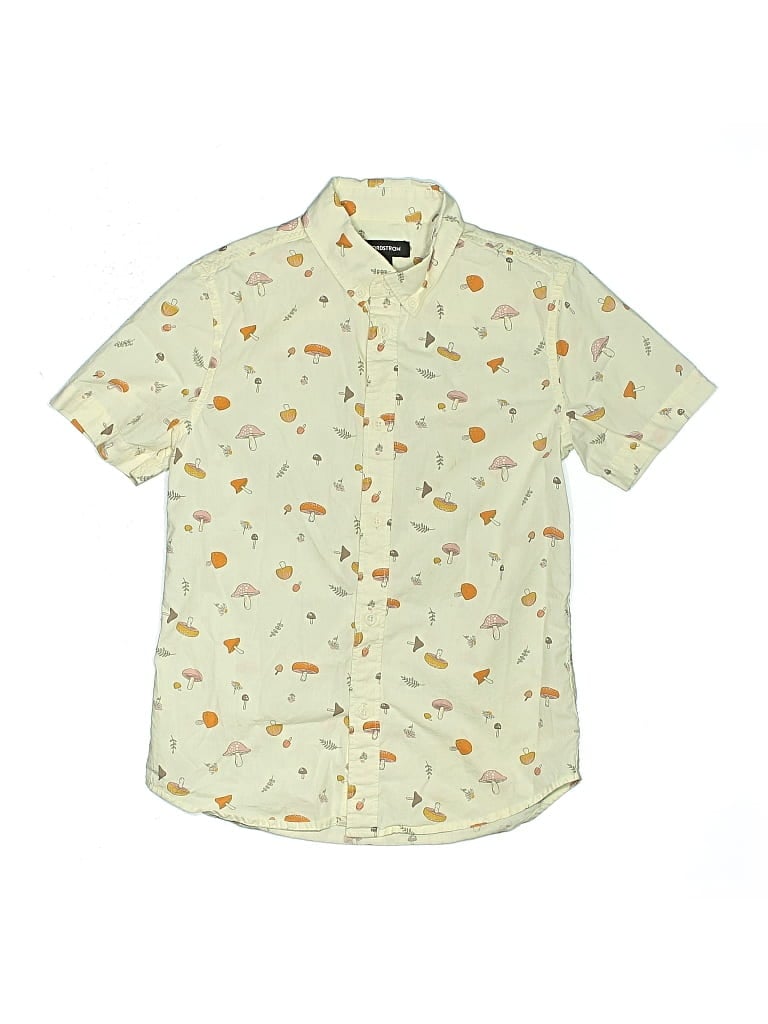 Pre-owned Nordstrom Kids' Short Sleeve Button Down Shirt In Yellow