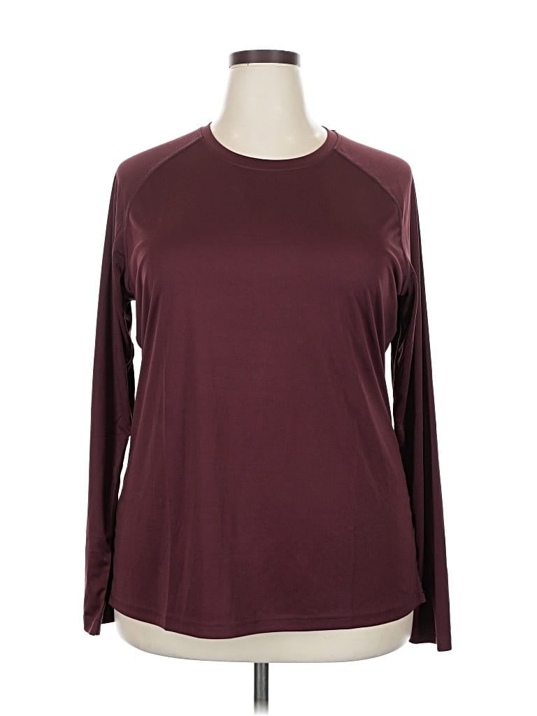 Pre-owned Unbranded Long Sleeve T-shirt In Burgundy
