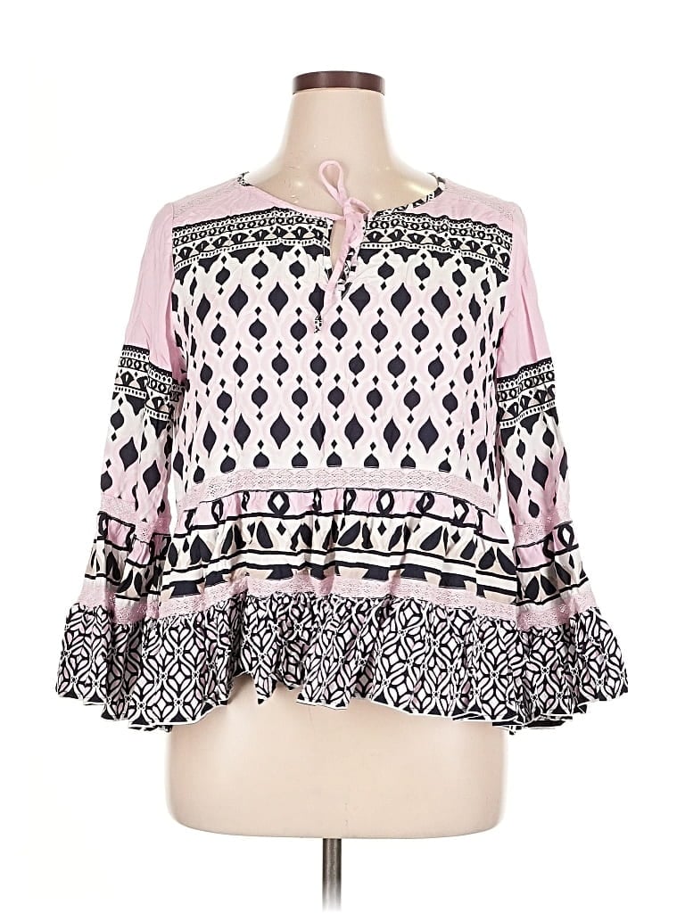 Pre-owned Crown & Ivy 3/4 Sleeve Blouse In Pink