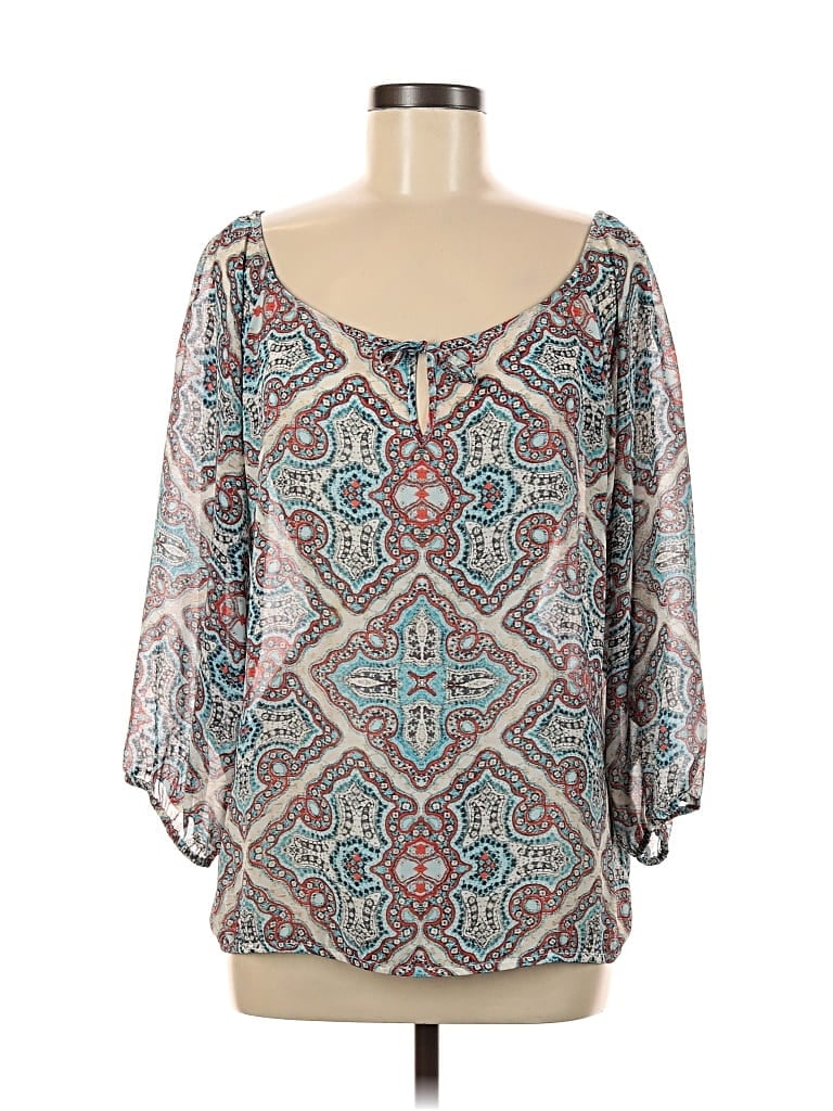 Pre-owned Laundry By Shelli Segal 3/4 Sleeve Blouse In Blue