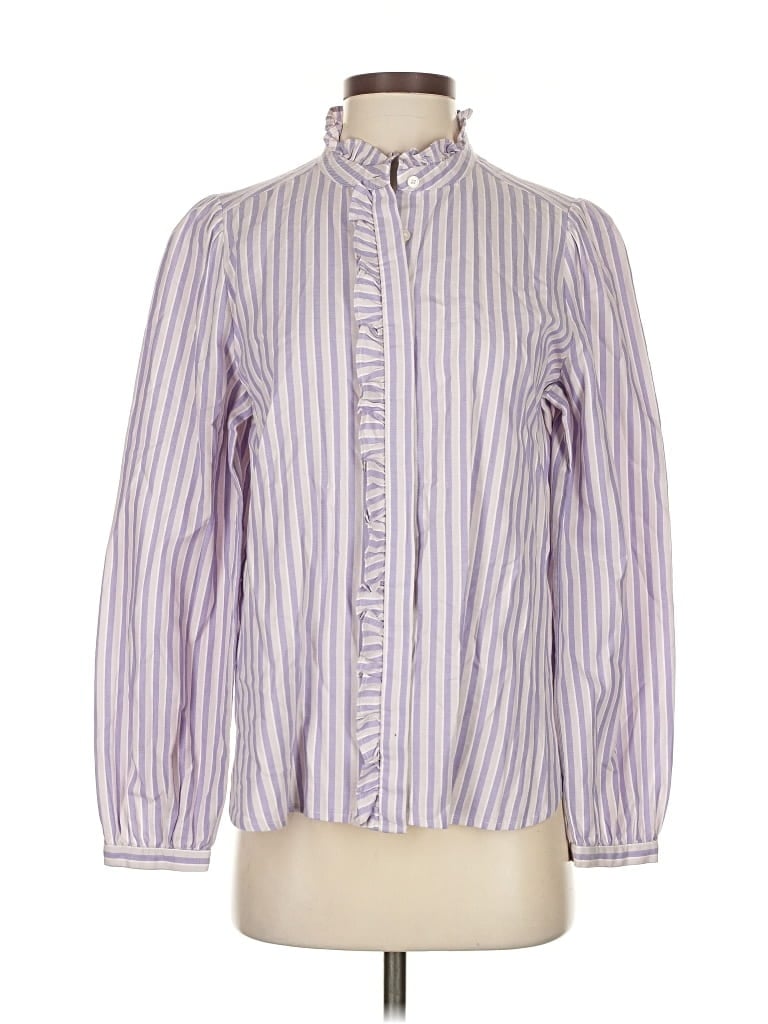 Pre-owned Ann Taylor Loft Long Sleeve Blouse In Purple
