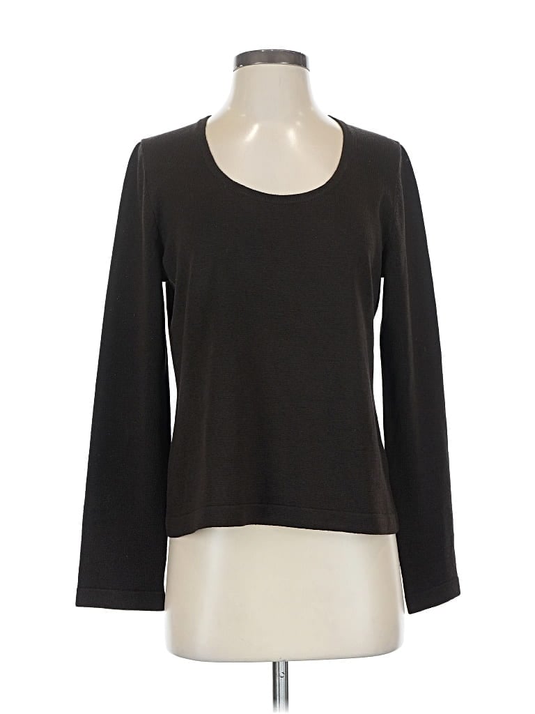 Pre-owned St John Wool Cardigan Sweater In Black