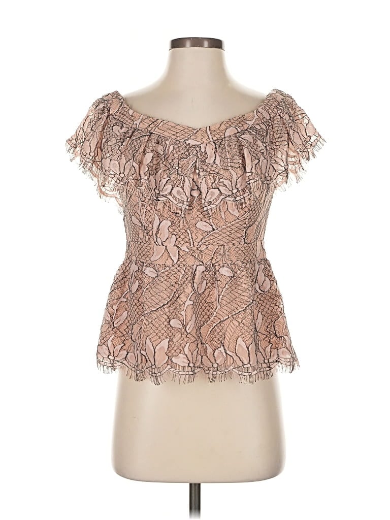 Pre-owned Wayf Short Sleeve Blouse In Brown