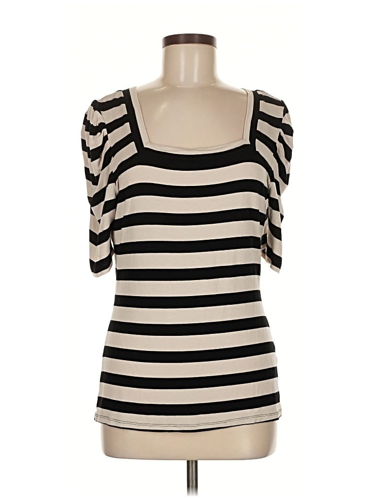 Pre-owned T Tahari Short Sleeve Top Ivory Sweetheart Neckline Tops In White