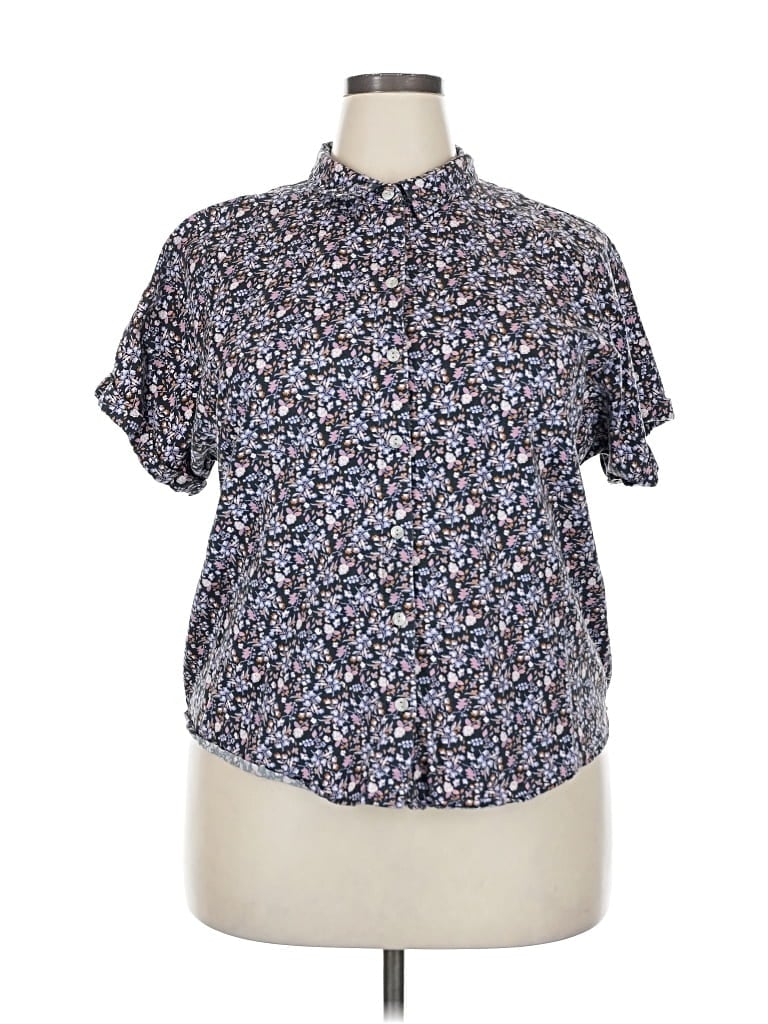 Pre-owned Universal Thread Short Sleeve Blouse In Blue