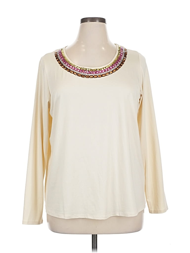 Pre-owned Iman Long Sleeve Blouse In White