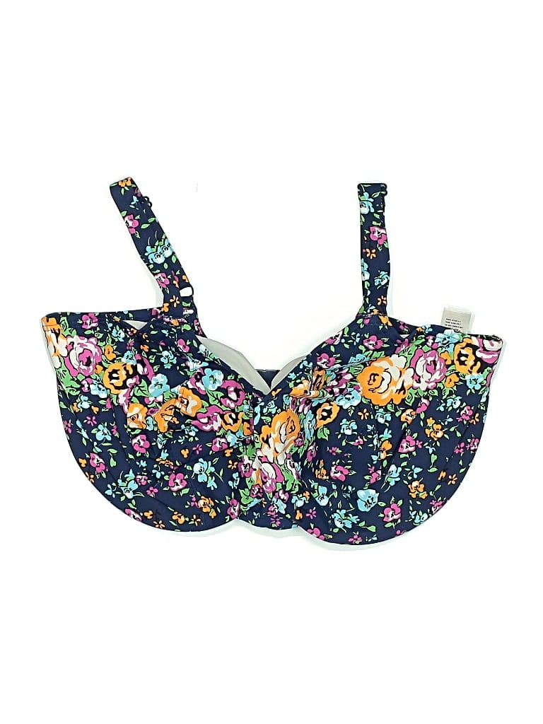 Pre-owned Freya Swimsuit Top Blue Floral Pattern Swimwear