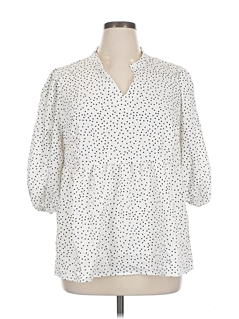 Pre-owned Shein Curve 3/4 Sleeve Blouse In White