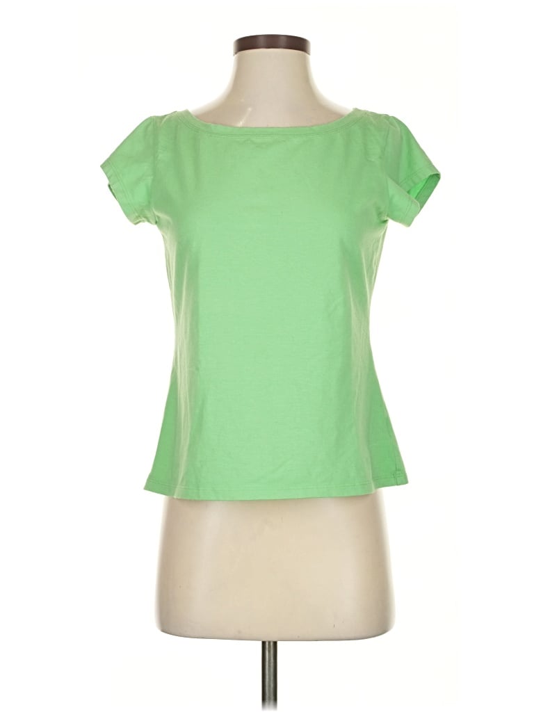 Pre-owned Eileen Fisher Short Sleeve Top Green Scoop Neck Tops
