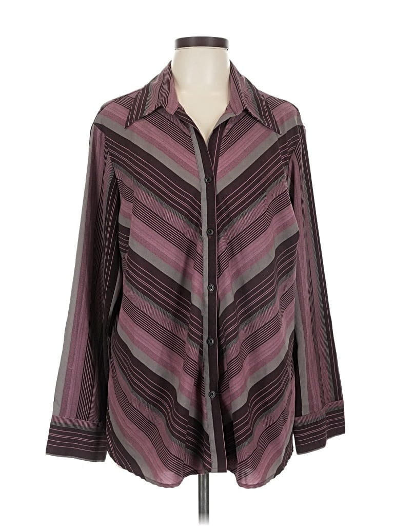Pre-owned Theory Long Sleeve Blouse In Burgundy