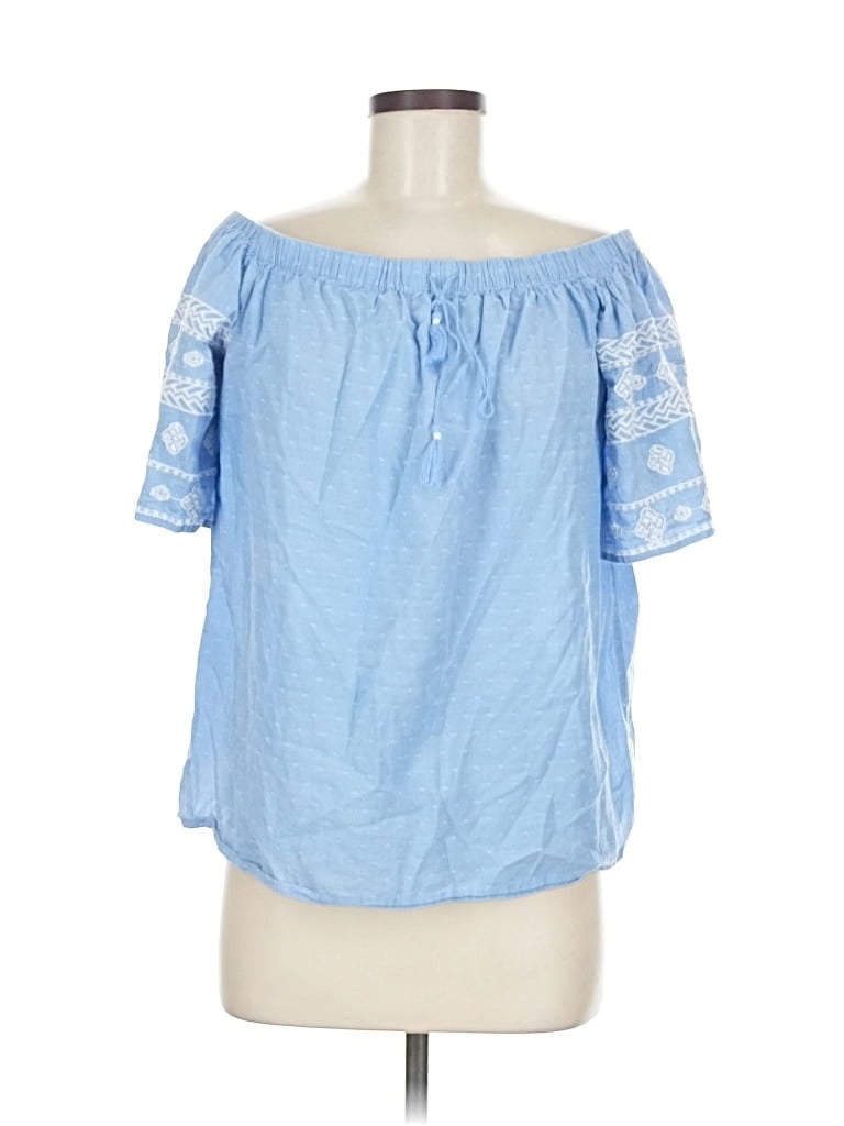 Pre-owned Old Navy Short Sleeve Blouse In Blue