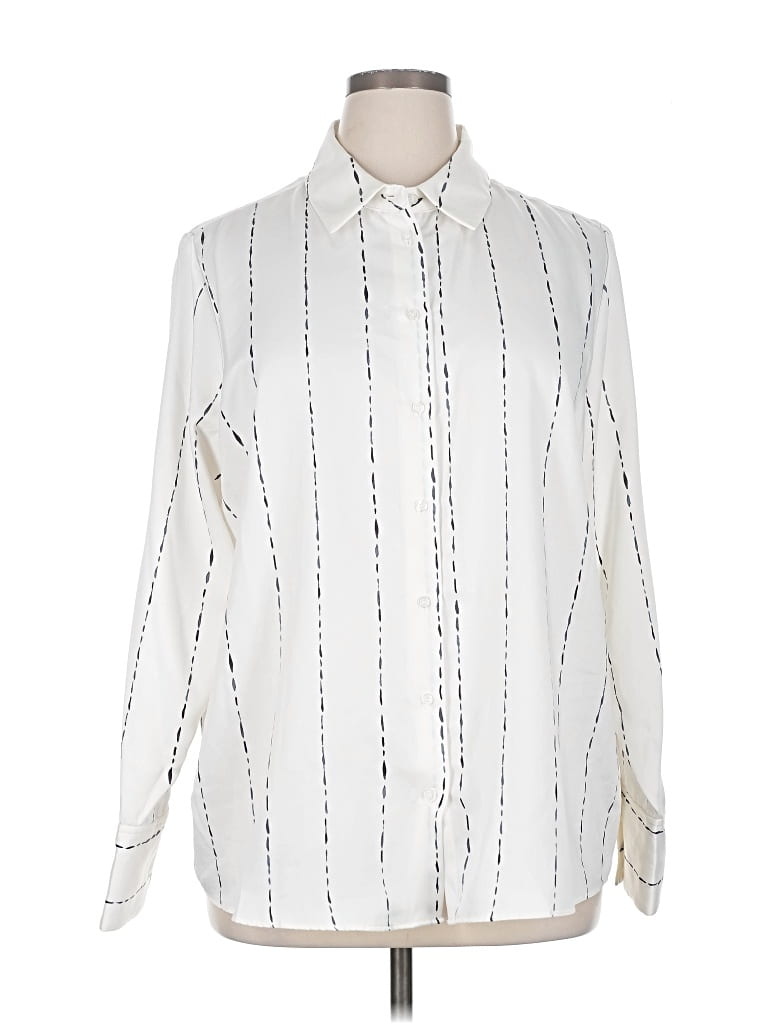 Pre-owned Nordstrom Rack Long Sleeve Blouse In White